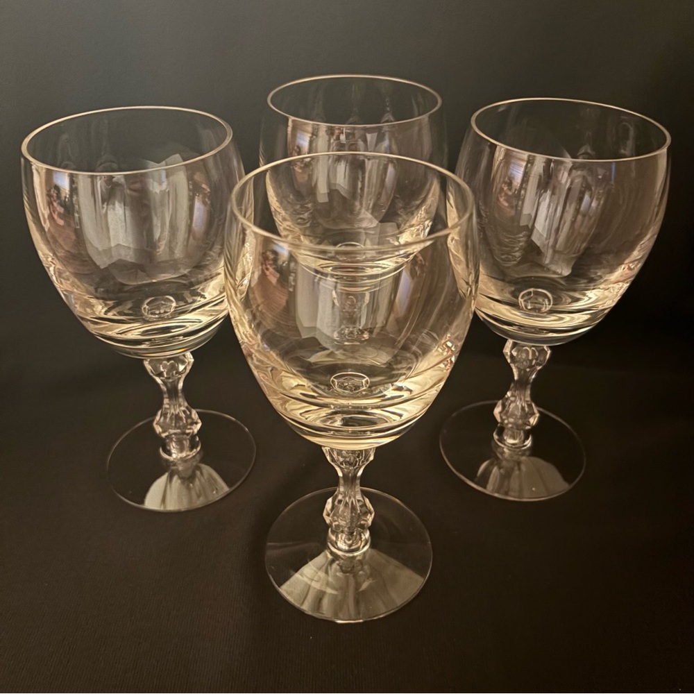 Tiffin Churchill Crystal Goblets Set of 4 Apple Core Stem Vintage - Picture 6 of 6